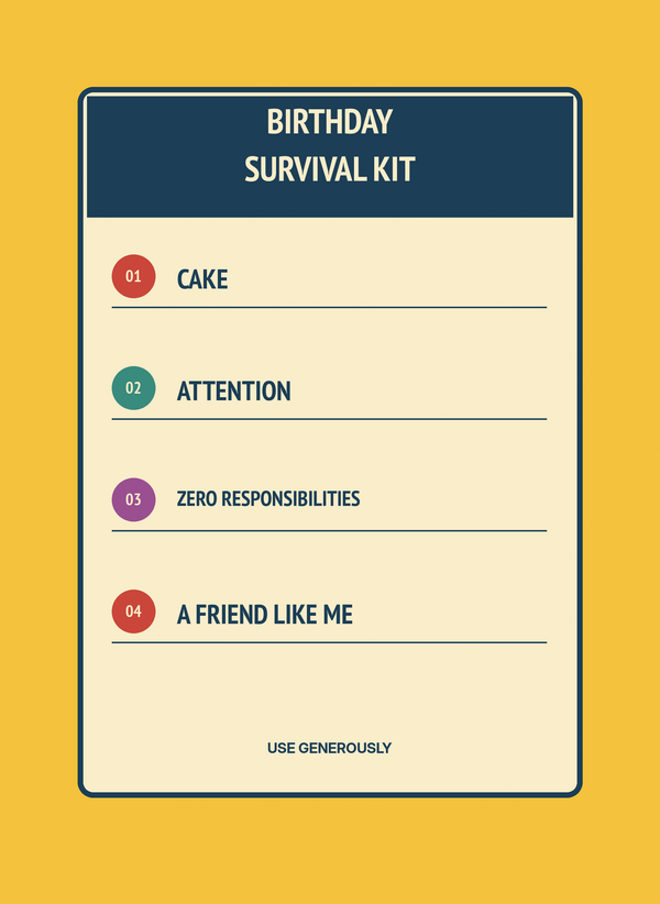 Birthday Survival Kit: Cake, Attention, and Zero Responsibilities. front