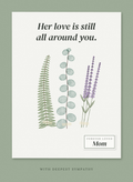 Sympathy card with pressed fern, eucalyptus and lavender